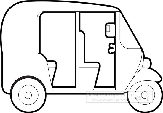 rickshaw two wheeled vehicle printable black outline clipart