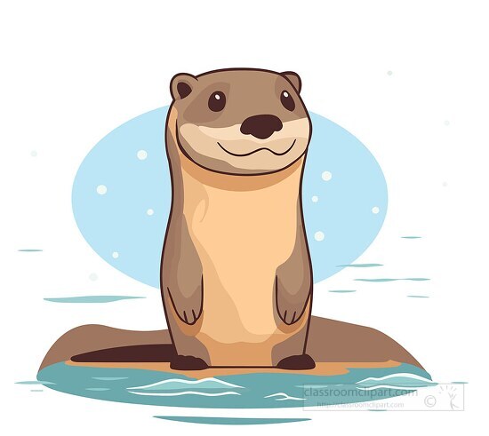 river otter standing along a river clip art