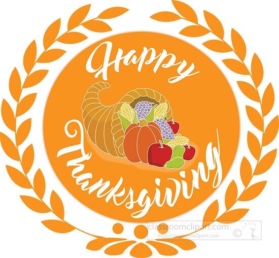 round wreath happy thanksgiving clipart