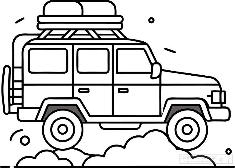 rugged off road vehicle black outline Drawing