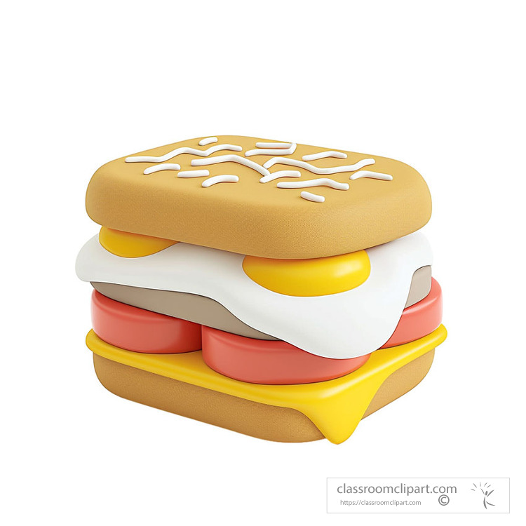 sandwich icon featuring egg and cheese 3D claymation style