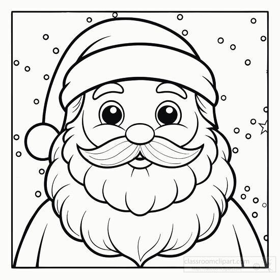 Santa Claus with a big smile black outline illustration