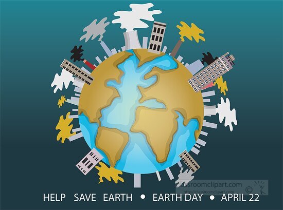 save earth message industrial pollution earth day clipart 3A