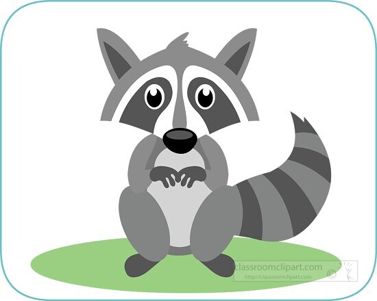 scared looking raccoon holds hands together clipart