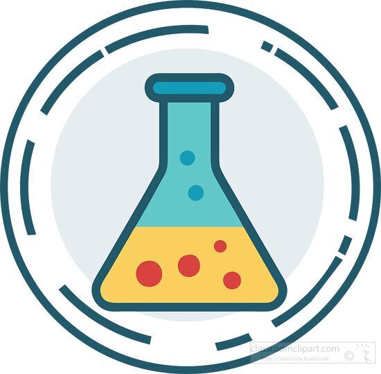 science beaker filled with yellow liquid clipart