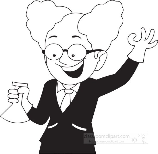 scientist mad black outline clipart