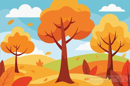 serene autumn scene with orange foliage