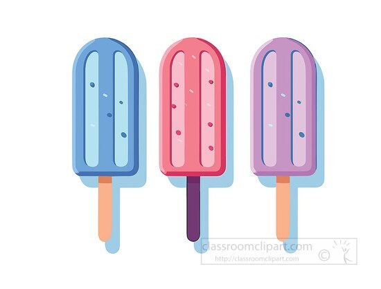 set of colorful ice cream popsicles clip art