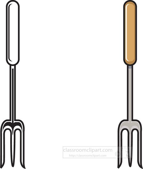 set of tongs with a wooden handle black outline clip art