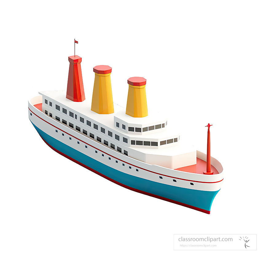 ship isometric 3d on white background