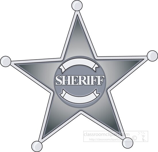 silver metallic sheriff officer’s badge educational clip art g