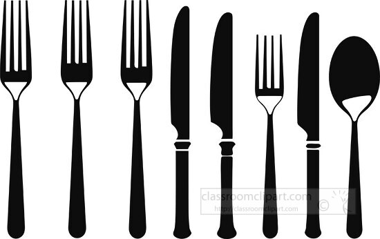 silverware set black outline clip art