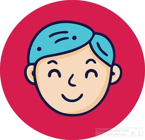 simling face boy with light blue hair icon