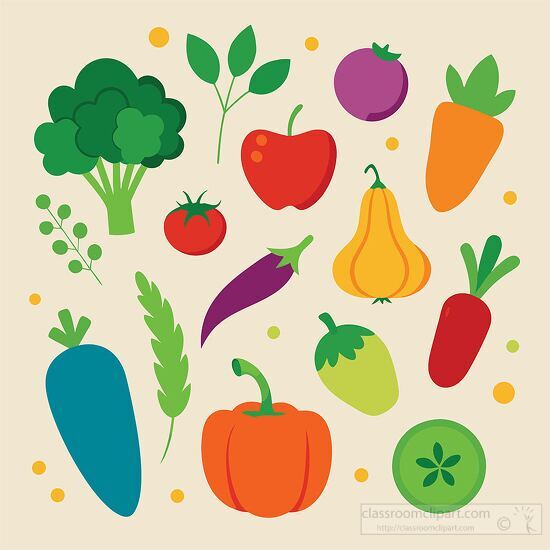 simple and colorful vegetable illustration with cucumbers carrot