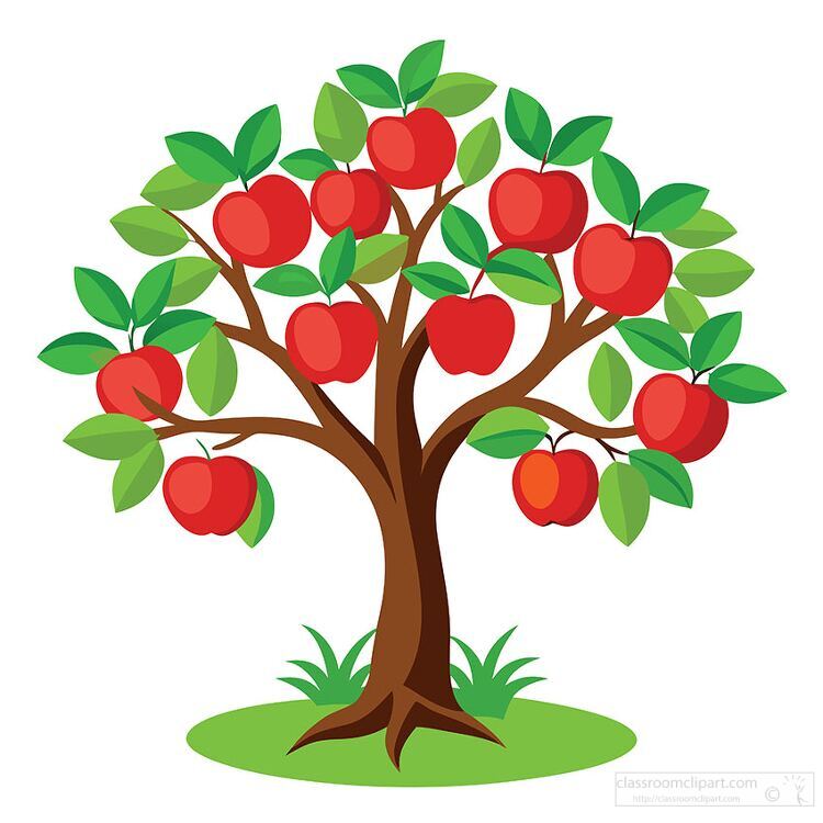 simple cartoon apple tree with red apples