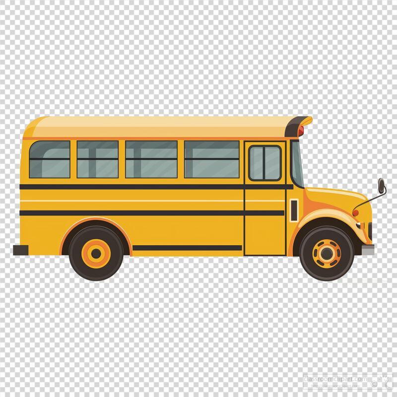 Simple Yellow School Bus on a White Background