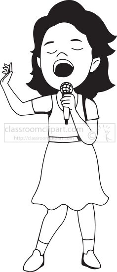 singer girl black outline clipart