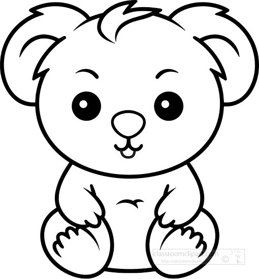 sitting koala black outline printable