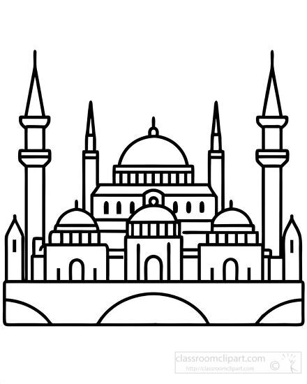 skyline of istanbul turkey black outline clipart