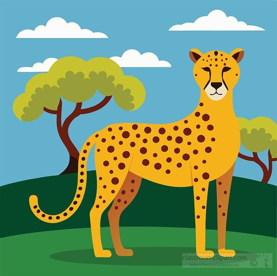 sleek cheetah poses in a serene landscape african