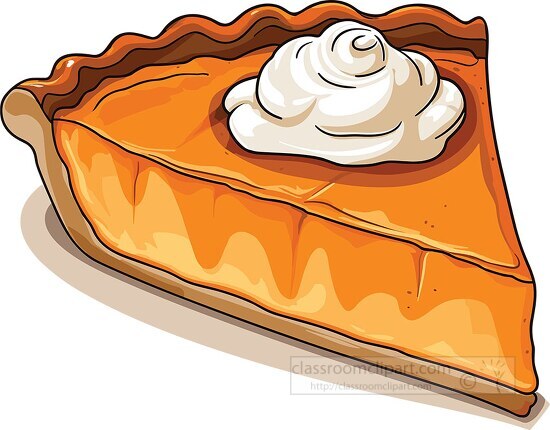 slice of pumpkin pie with whipped cream on top