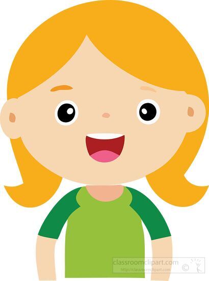 smiling blonde girl with pigtails and a green top icon