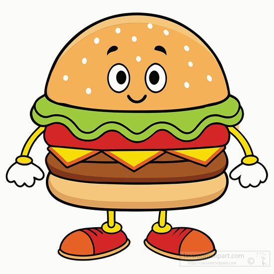 Smiling Funy Cartoon burger character