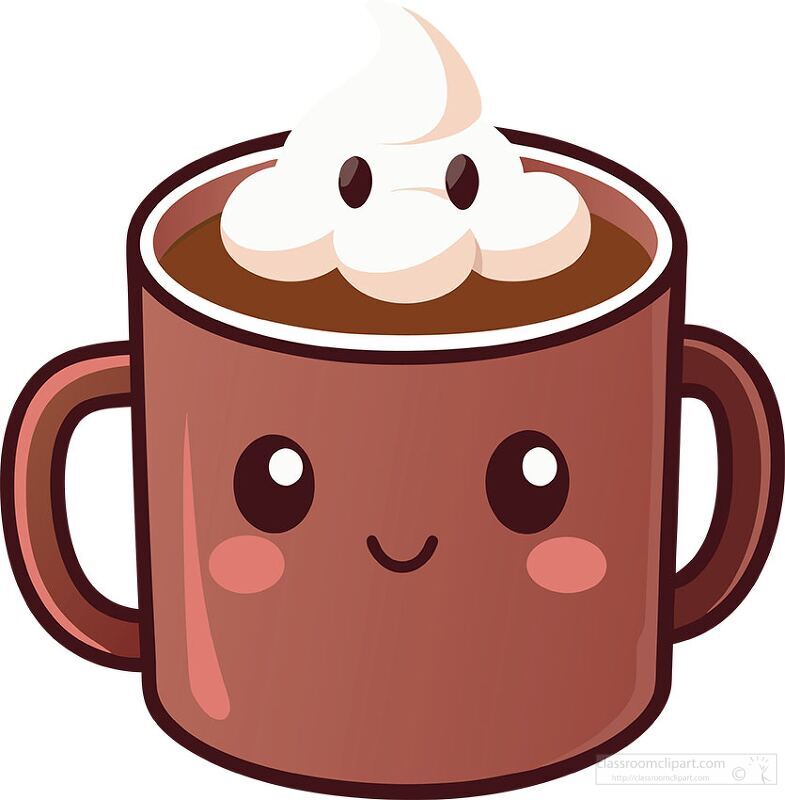 smiling hot chocolate with marshmallows