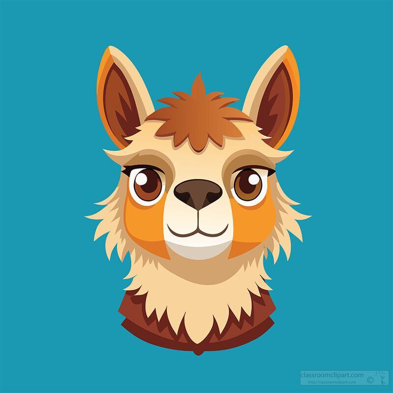 smiling llama with fluffy beige and brown fur large expressive e