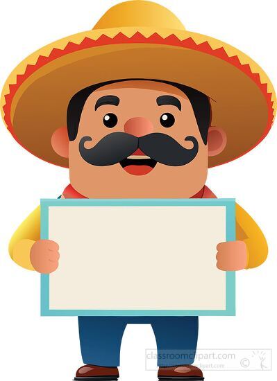 smiling man with a sombrero is holding a sign ready for your mes