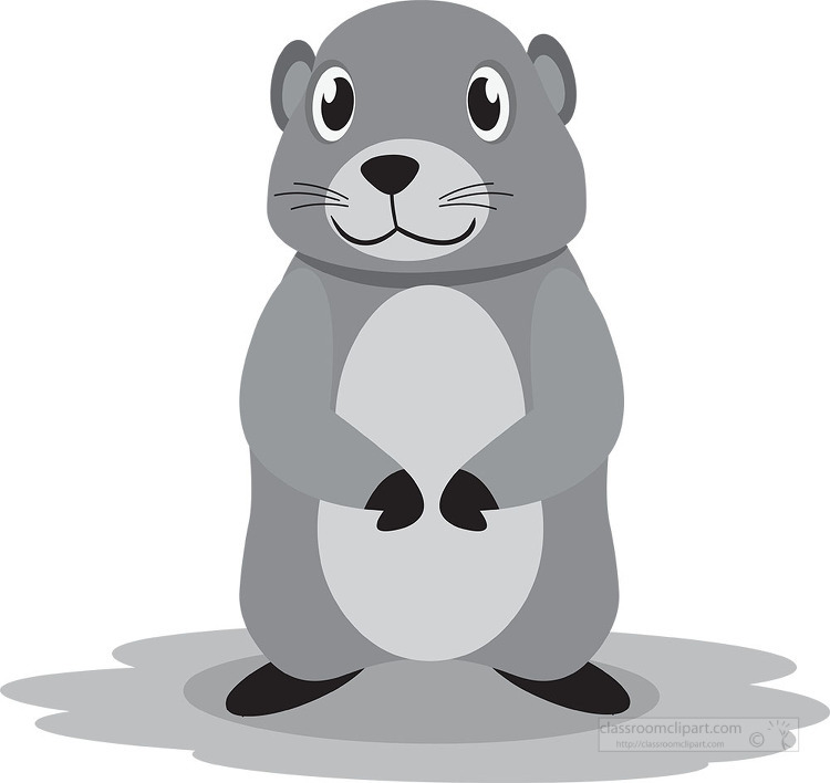 smiling prairie dog cartoon character gray color clip art