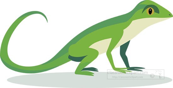 smiling vibrant green anole lizard character