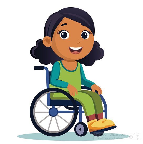 smiling young girl in a wheelchair clipart