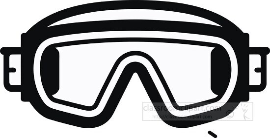 snorkling swimming googles black white outline clip art