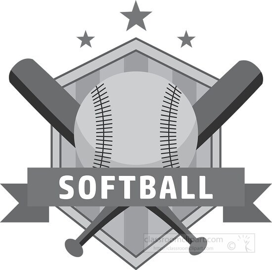 softball sports of ball and crossed bats with shield and stars i