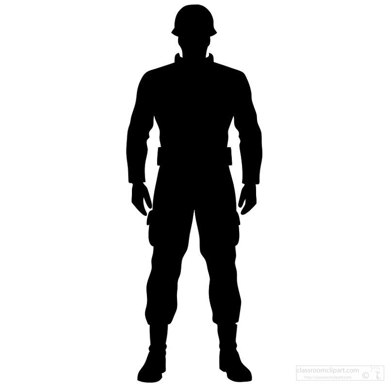 soldier silhouette with a helmet and gear