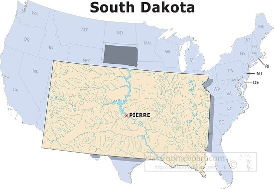South Dakota state large usa map clipart