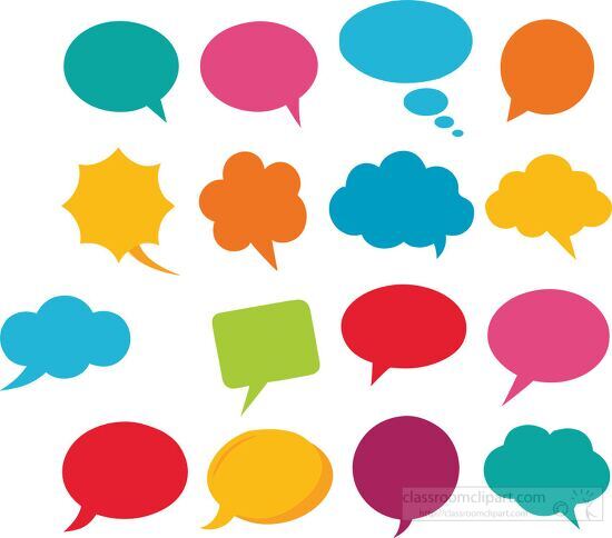 speech bubbles in bright colors clipart