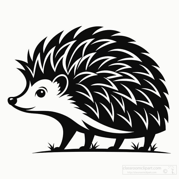 spiky silhouette of a hedgehog standing on four leg