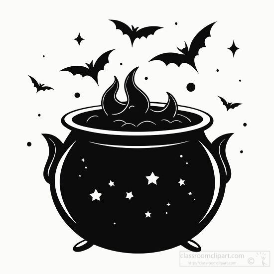 spooky halloween cauldron bubbles with bats