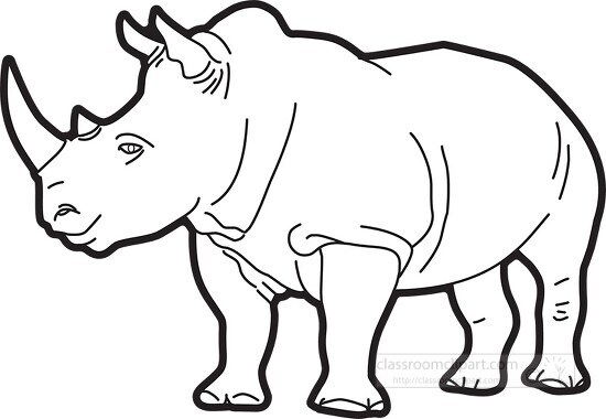 standing rhinoceros shows horn outline printable clip art