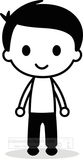 stick figure kid6 black outline