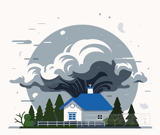 storm clouds above a house clip art