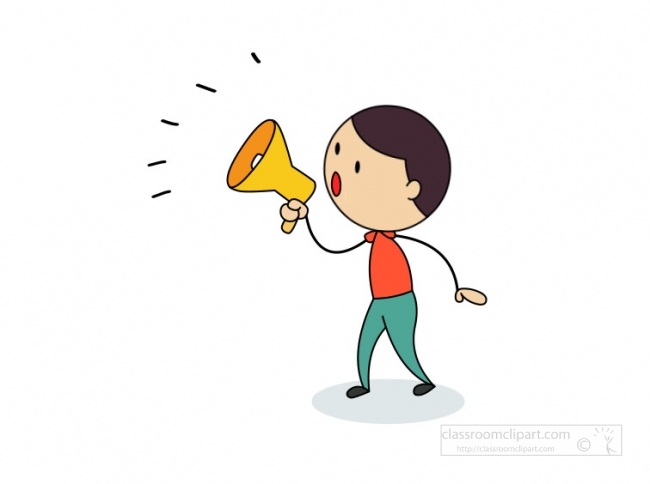 student talking into megaphone animated clipart