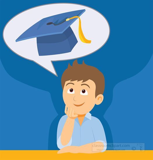 student thinking about graduation clipart 6a