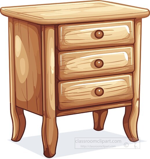 stylized vector graphic of a traditional wooden nightstand with