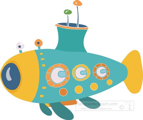 Submarine simple Cartoon Illustration simple Whimsical