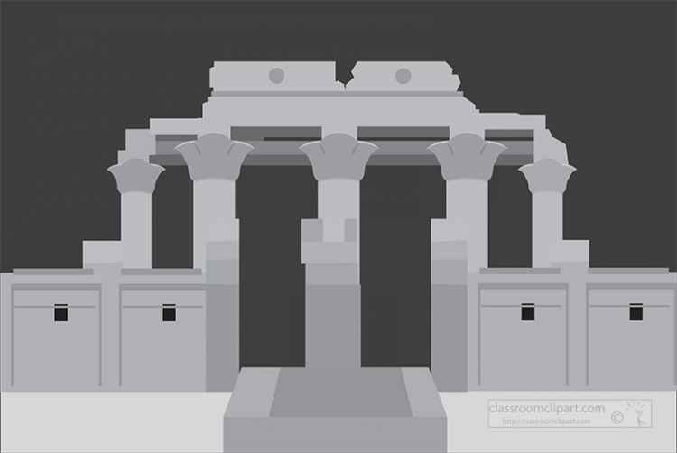 temple of kom ombo ancient egypt gray color clipart