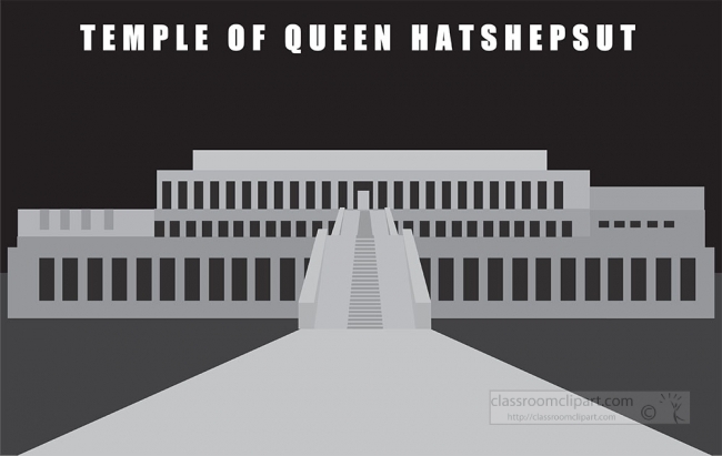 temple of queen hatshepsut ancient egypt gray color clipart