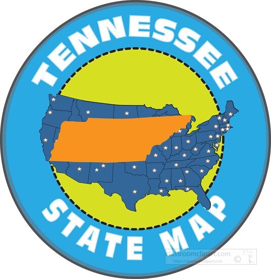 tennessee state map with us map round design